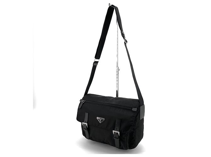 Prada Borsa a tracolla in nylon con logo triangolare Nero - vista 2