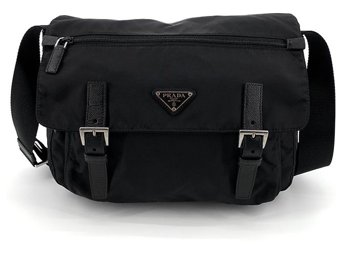 Prada Borsa a tracolla in nylon con logo triangolare Nero - vista 3