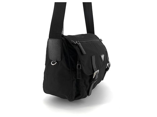 Prada Borsa a tracolla in nylon con logo triangolare Nero - vista 4