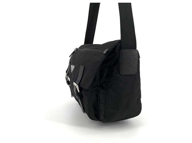 Prada Borsa a tracolla in nylon con logo triangolare Nero - vista 5