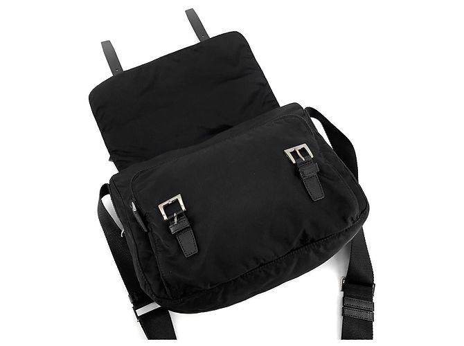 Prada Borsa a tracolla in nylon con logo triangolare Nero - vista 8