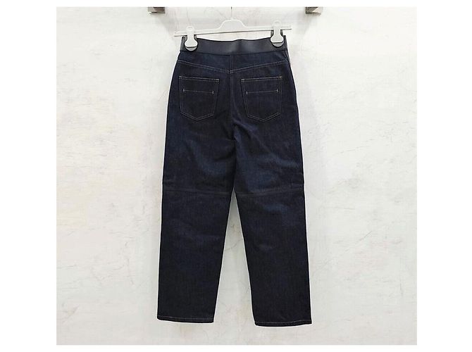 Hermès Dunkelblaue Denim-Hose aus Lammleder Schwarz - Ansicht 2