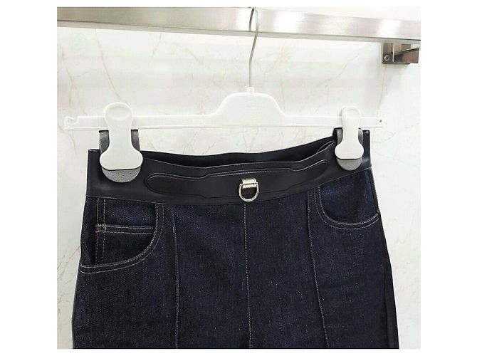 Hermès Dunkelblaue Denim-Hose aus Lammleder Schwarz - Ansicht 3