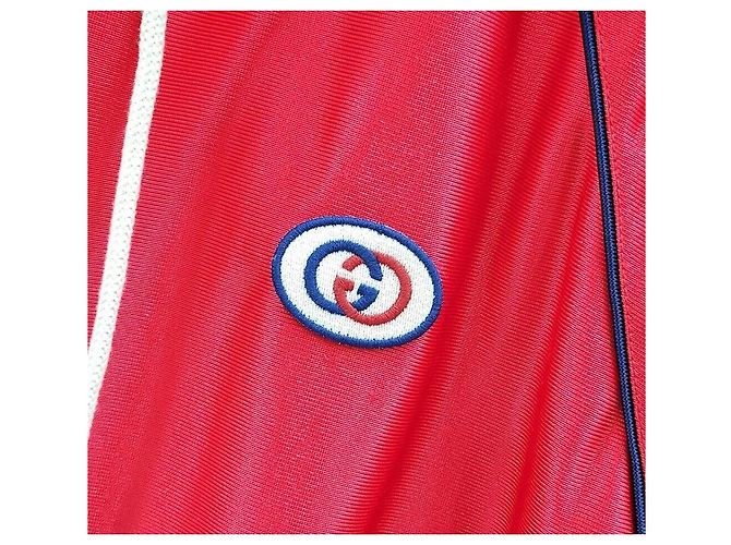Gucci gg GG Jersey-Kapuzenpullover mit technischen Web-Details und drei Streifen Rot - Ansicht 3
