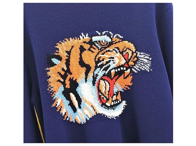 Gucci Wollstrick mit Tigerstickerei Schwarz - Ansicht 5