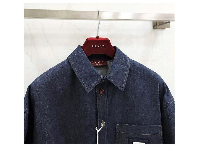 Gucci Camicia in denim Web Band Label - vista 3