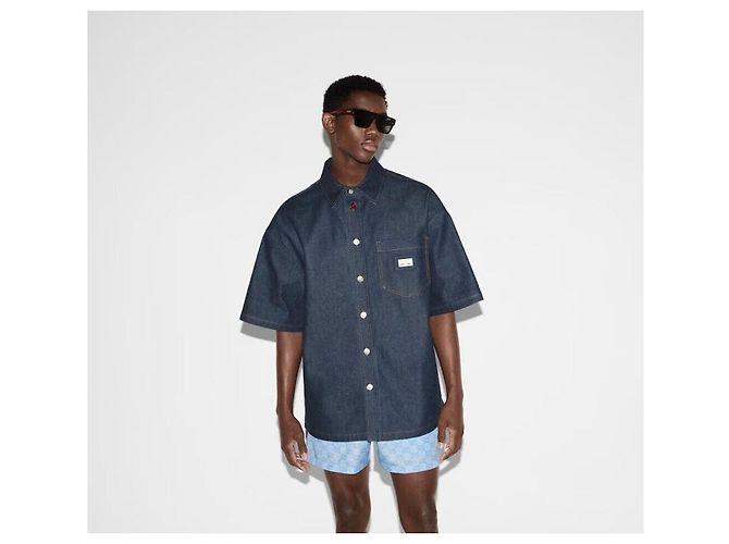 Gucci Camicia in denim Web Band Label - vista 6
