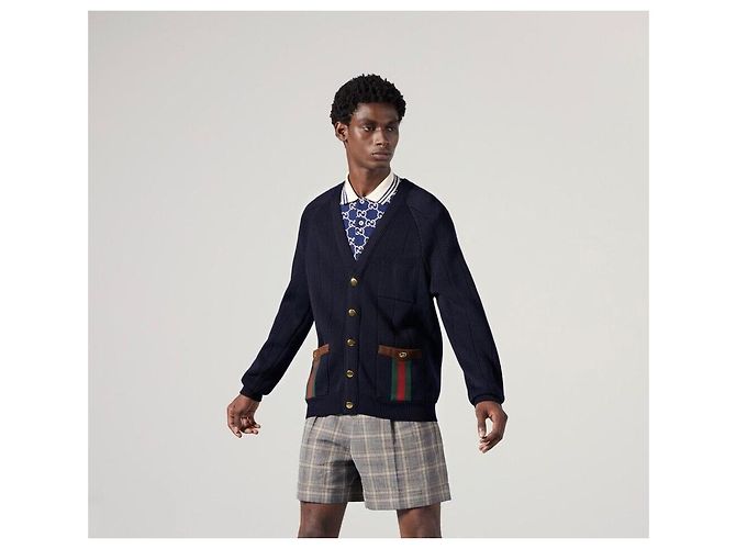 Gucci Strickjacke aus Wollmischung mit Web-Detail - Ansicht 6