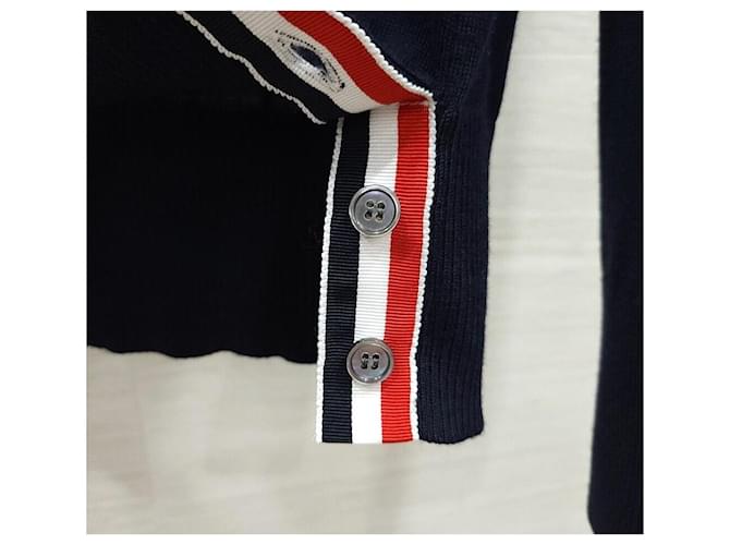 Thom Browne Navy Wollstrick mit drei Streifen Blau - Ansicht 4