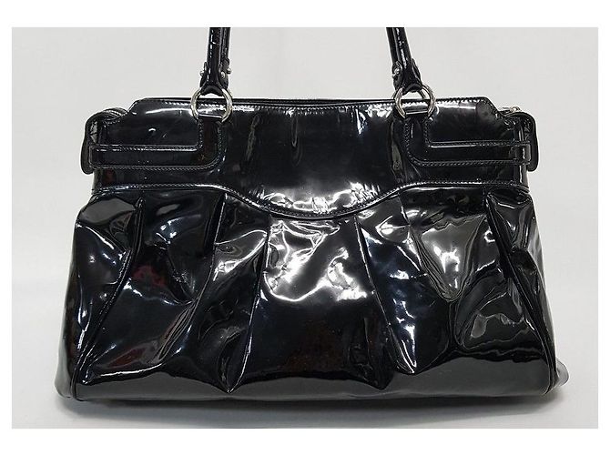 Salvatore Ferragamo Borsa a tracolla in smalto nero - vista 3
