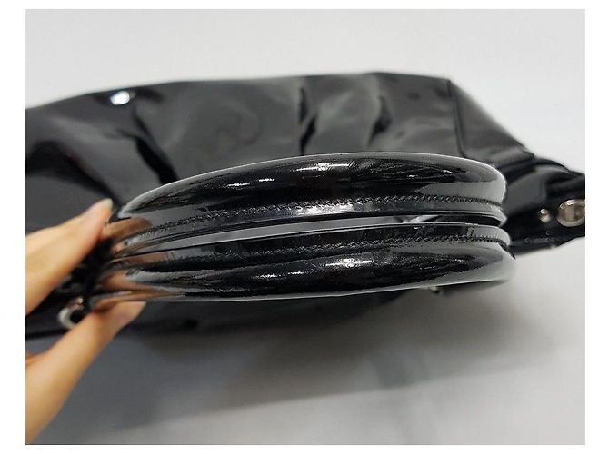 Salvatore Ferragamo Borsa a tracolla in smalto nero - vista 6