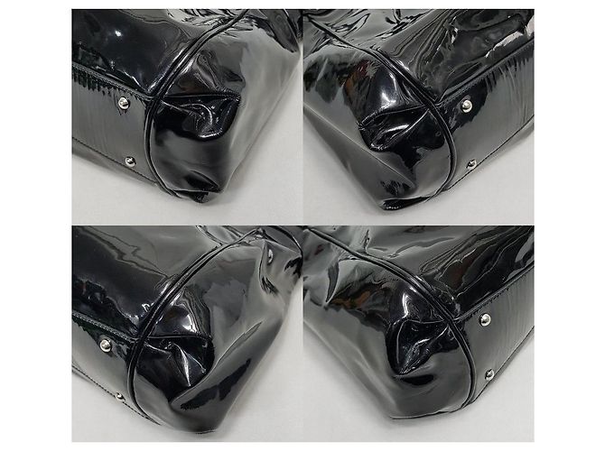 Salvatore Ferragamo Borsa a tracolla in smalto nero - vista 7