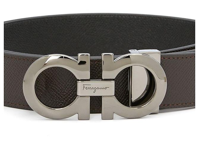 Salvatore Ferragamo Gancini Men's Reversible Belt (Pre-cutting) Black - view 7