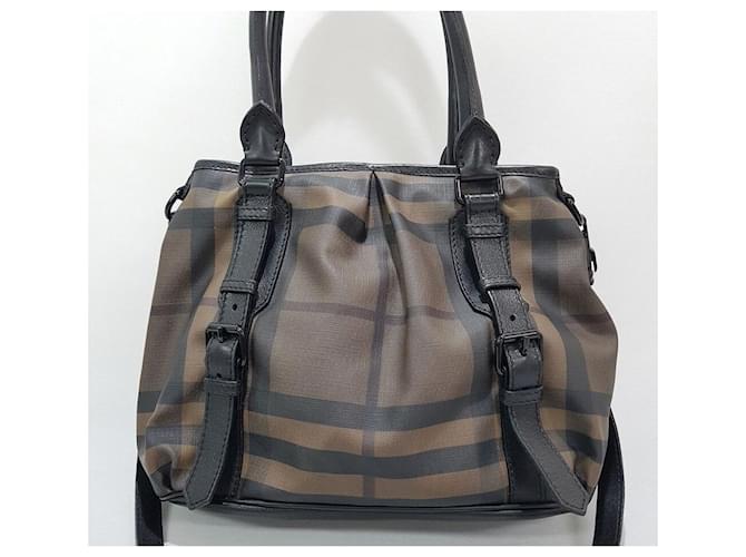 Burberry Borsa Tote a Spalla Check Marrone - vista 2