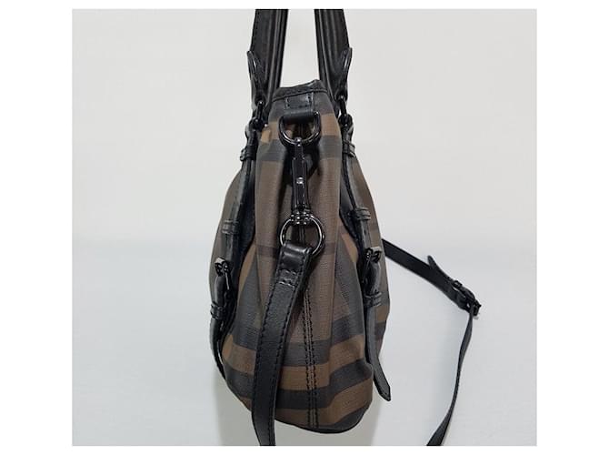 Burberry Borsa Tote a Spalla Check Marrone - vista 3