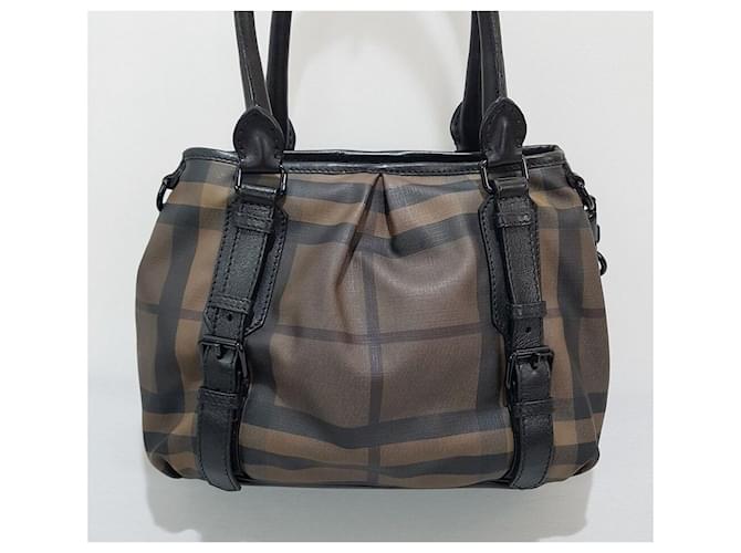Burberry Borsa Tote a Spalla Check Marrone - vista 4