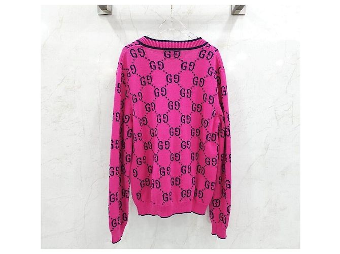 Gucci Rosa Strickjacke aus Baumwolle mit GG-Logo Pink - Ansicht 2