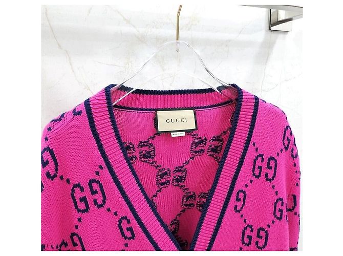 Gucci Rosa Strickjacke aus Baumwolle mit GG-Logo Pink - Ansicht 3
