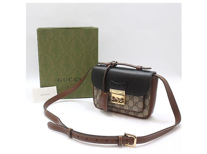 Padlock Gucci Mini bolsa crossbody com alça de mão e cadeado Marrom - vista 2