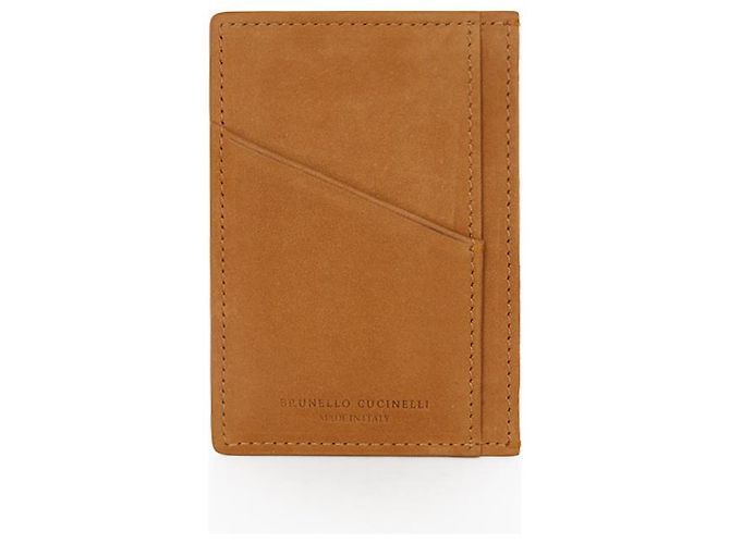 Brunello Cucinelli Kartenetui aus Nubukleder Cognac Braun - Ansicht 4