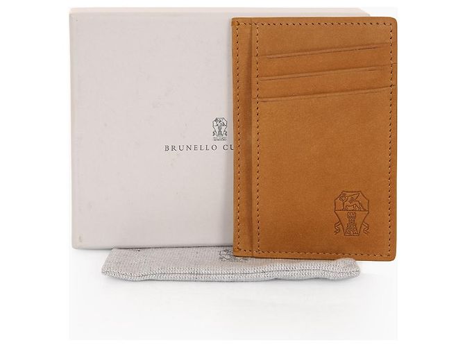 Brunello Cucinelli Kartenetui aus Nubukleder Cognac Braun - Ansicht 8