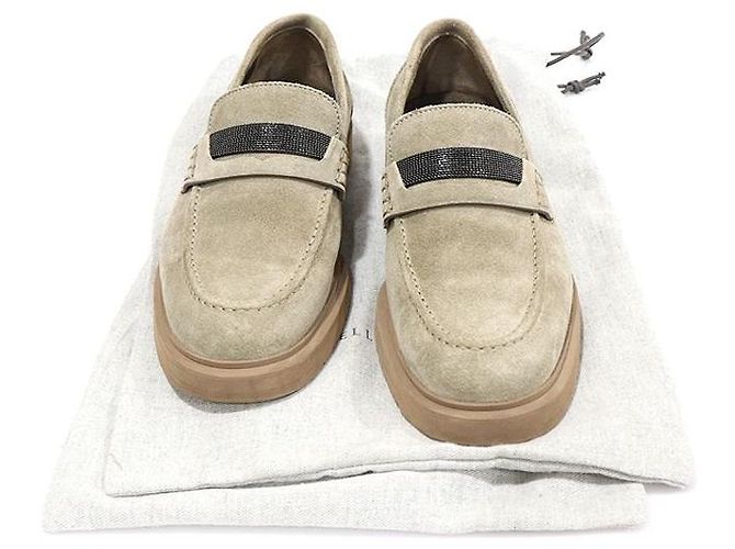 Brunello Cucinelli Mocassini Penny in scamosciato beige da donna Marrone - vista 2