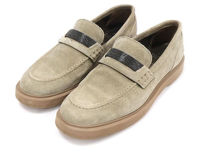 Brunello Cucinelli Mocassini Penny in scamosciato beige da donna Marrone - vista 3