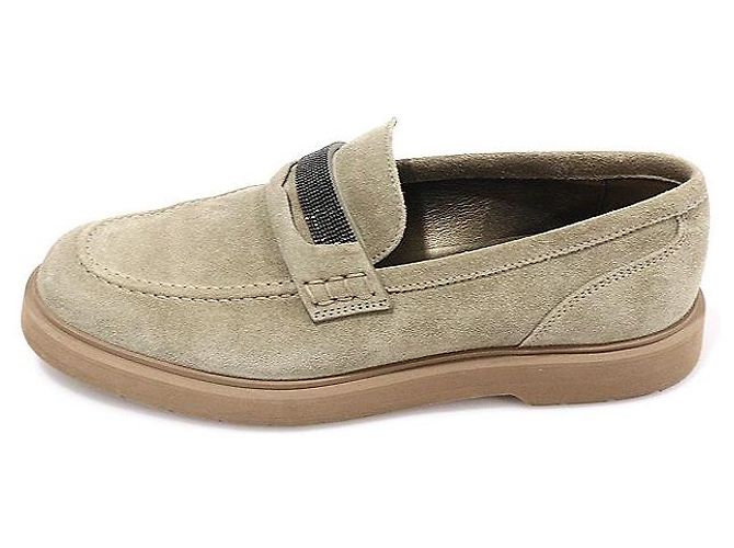 Brunello Cucinelli Mocassini Penny in scamosciato beige da donna Marrone - vista 4