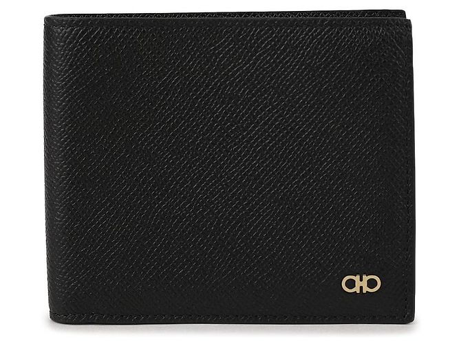 Salvatore Ferragamo Portafoglio bi-fold Gancini da uomo NERO - vista 3