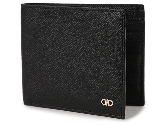 Salvatore Ferragamo Portafoglio bi-fold Gancini da uomo NERO - vista 4