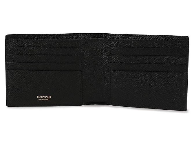 Salvatore Ferragamo Portafoglio bi-fold Gancini da uomo NERO - vista 7