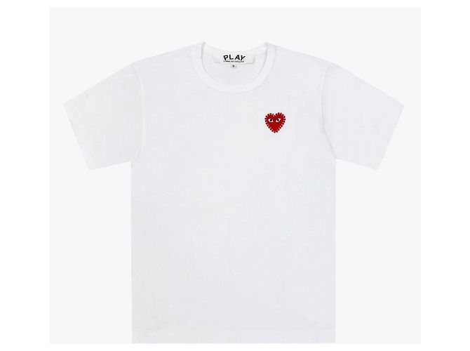 Comme Des Garcons Unisex T-Shirt Play Red Heart mit Strass-Applikation Silber - Ansicht 2