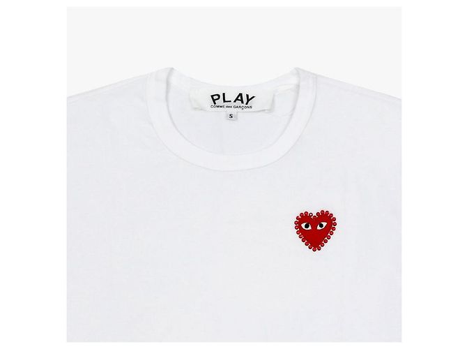 Comme Des Garcons Unisex T-Shirt Play Red Heart mit Strass-Applikation Silber - Ansicht 5