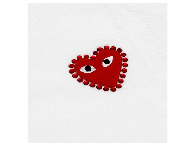 Comme Des Garcons Unisex T-Shirt Play Red Heart mit Strass-Applikation Silber - Ansicht 6