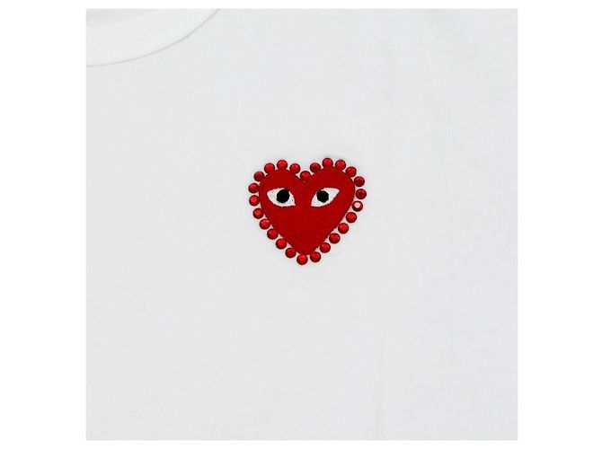 Comme Des Garcons Unisex T-Shirt Play Red Heart mit Strass-Applikation Silber - Ansicht 7