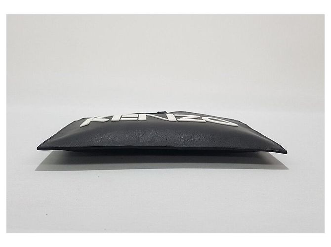 Kenzo Clutch de couro com logo Preto - vista 4