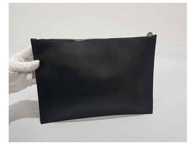 Kenzo Clutch de couro com logo Preto - vista 5
