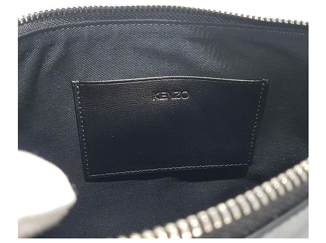 Kenzo Clutch de couro com logo Preto - vista 8