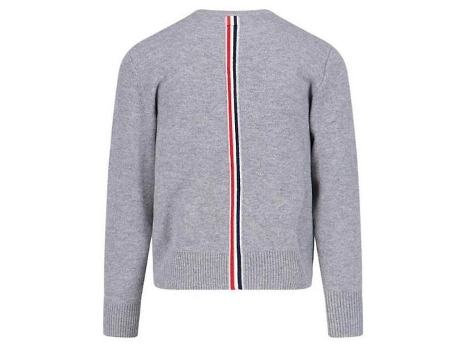 Thom Browne Rundhals-Pullover aus Merinowolle-Strick mit RWB auf der Rückseite Braun - Ansicht 4