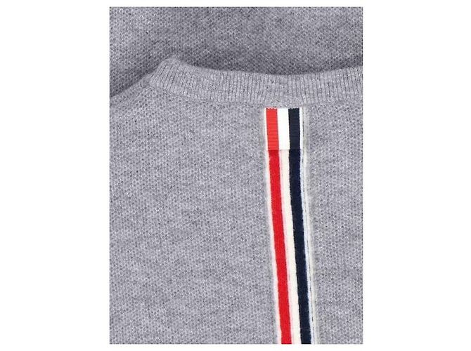 Thom Browne Rundhals-Pullover aus Merinowolle-Strick mit RWB auf der Rückseite Braun - Ansicht 6