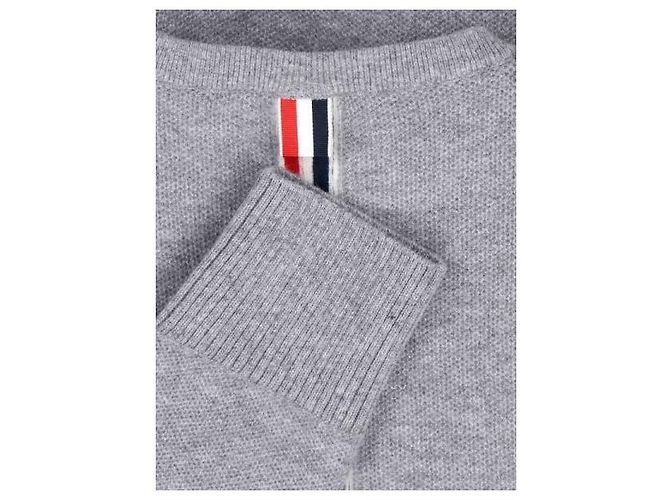Thom Browne Rundhals-Pullover aus Merinowolle-Strick mit RWB auf der Rückseite Braun - Ansicht 7