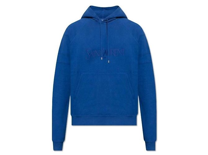 Saint Laurent Moletom com capuz com logo Azul - vista 4