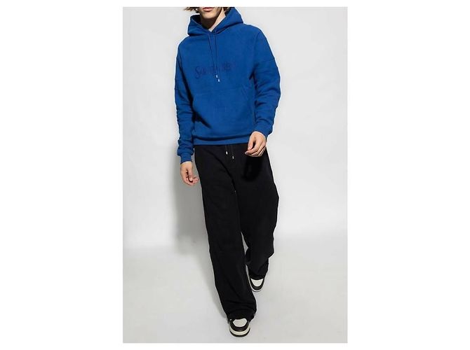 Saint Laurent Moletom com capuz com logo Azul - vista 5