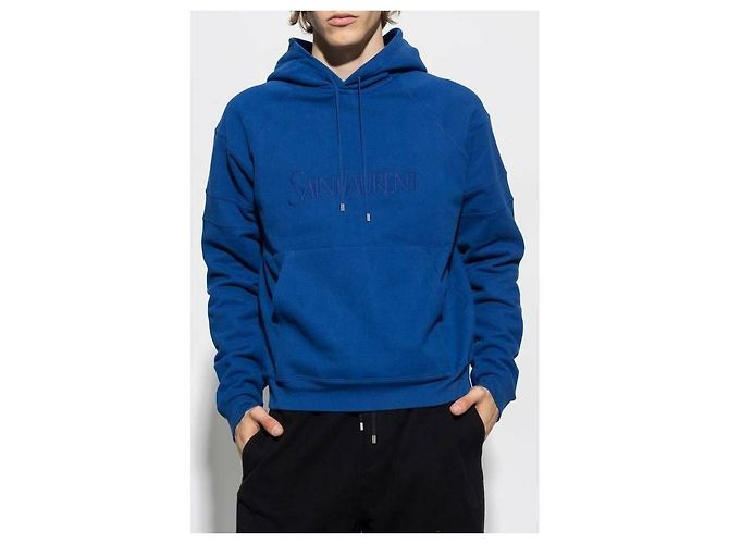 Saint Laurent Moletom com capuz com logo Azul - vista 6
