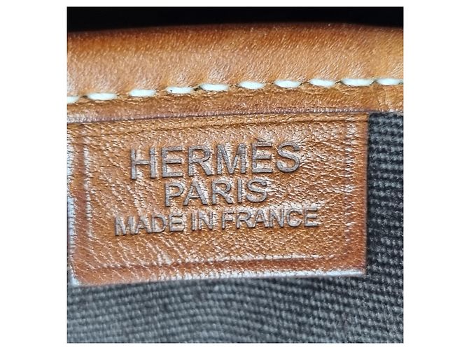 Hermès Valigetta Officier Buena Ventura MM Toile Marrone - vista 17