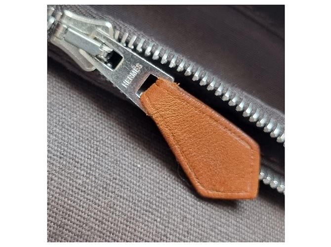 Hermès Valigetta Officier Buena Ventura MM Toile Marrone - vista 19