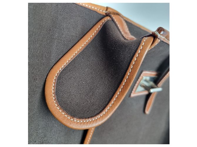 Hermès Valigetta Officier Buena Ventura MM Toile Marrone - vista 20