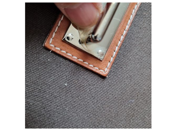 Hermès Valigetta Officier Buena Ventura MM Toile Marrone - vista 21
