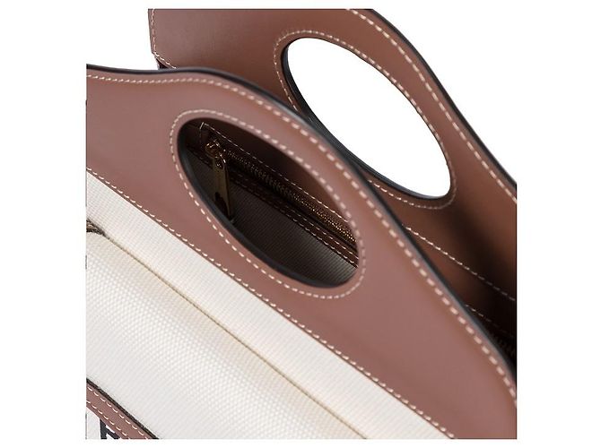 Burberry Pocket Mini Canvas Tote Bag mit Lederbesatz Mehrfarben - Ansicht 11