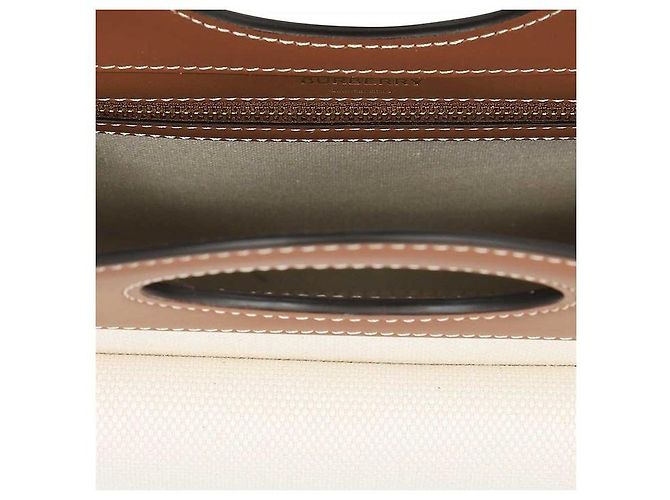 Burberry Pocket Mini Canvas Tote Bag mit Lederbesatz Mehrfarben - Ansicht 12